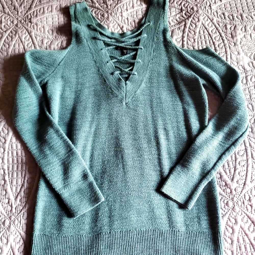 EUC Express Cold Shoulder Sweater